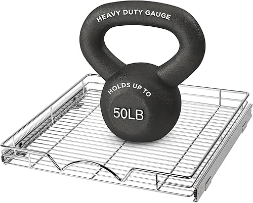 Vista 38 de Organizador de gabinete deslizable, estante de almacenamiento de armario de cocina deslizante extraíble y organizador, marco de alambre resistente