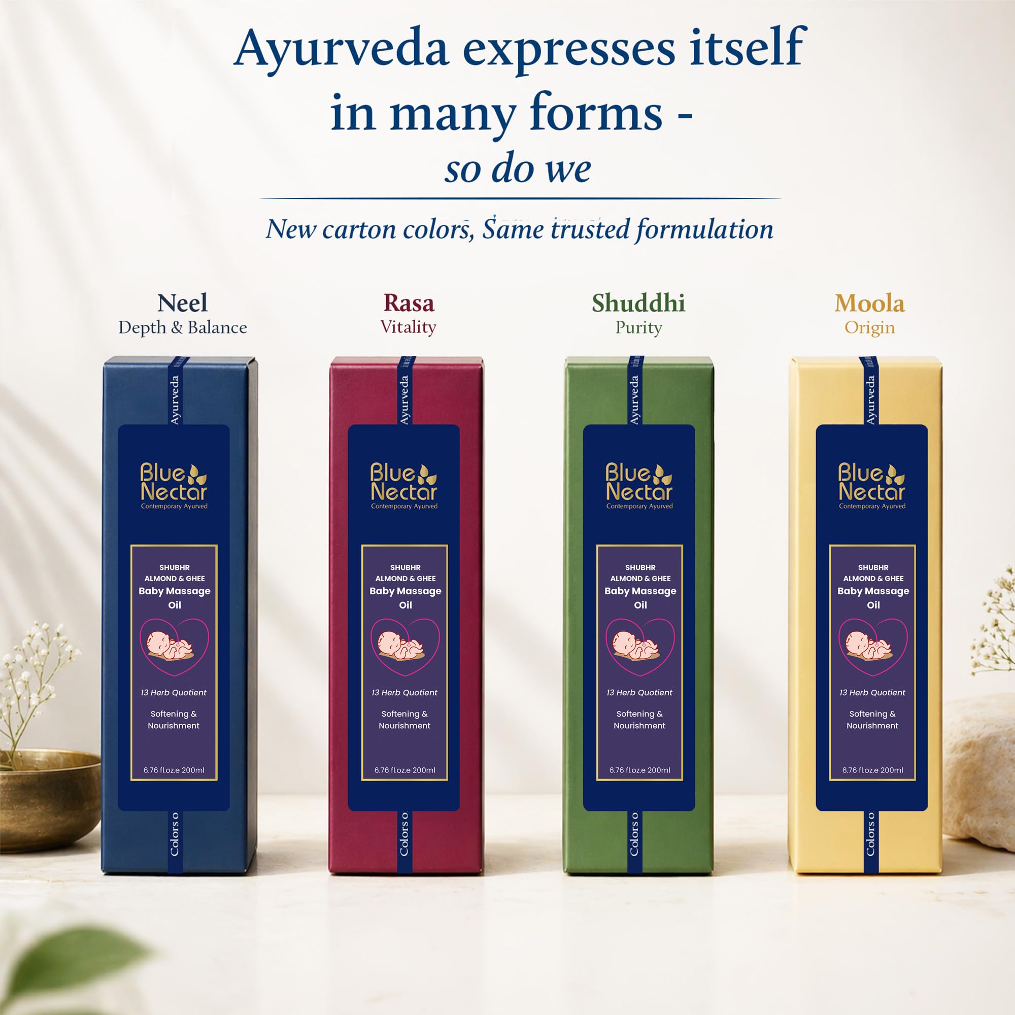 Blue Nectar Ayurvedic Baby Massage Oil with Organic Ghee, olejek migdałowy i witamina E dla zdrowych dzieci (200 ml)