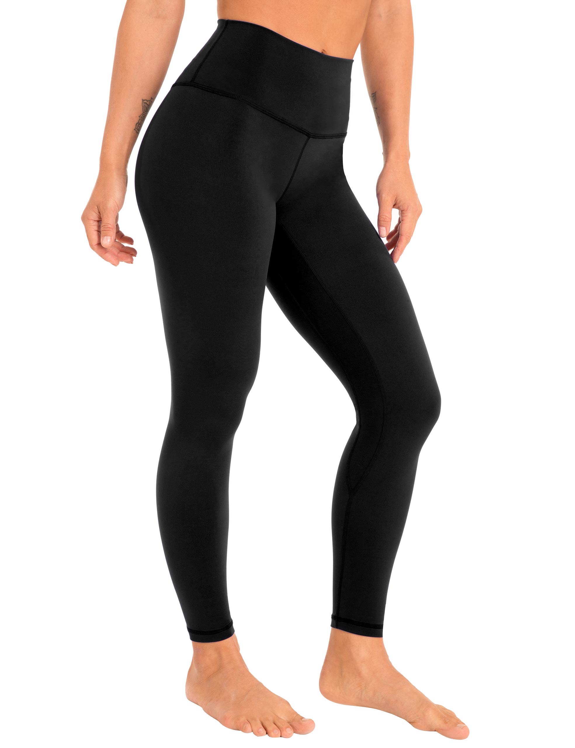 Hopgo Women's High Waisted Yoga Pants 7/8 Length with Inner Pocket Soft Brushed Naked Feeling Workout Leggings Black US M