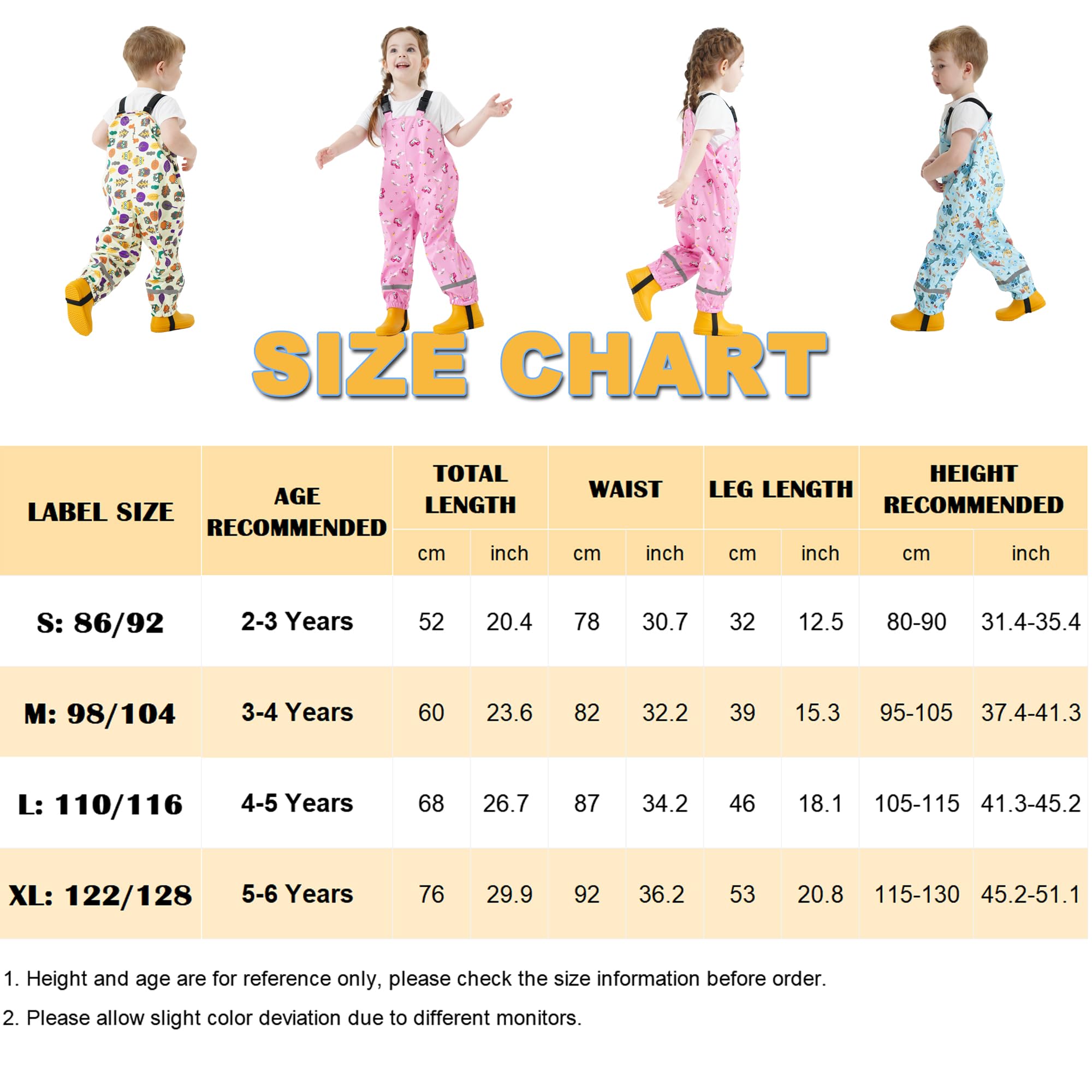 Pantalon Imperméable Enfant Pantalon de Pluie, Filles Salopette de Pluie Garçons Combinaison de Pluie Réutilisable Vêtements de Pluie
