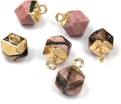 Miniatura 7 de 10 dijes de ágata de piedra natural, colgantes de cuarzo de ágata facetada, dijes para bricolaje para hacer collares o joyas, Piedra Ágata Latón,