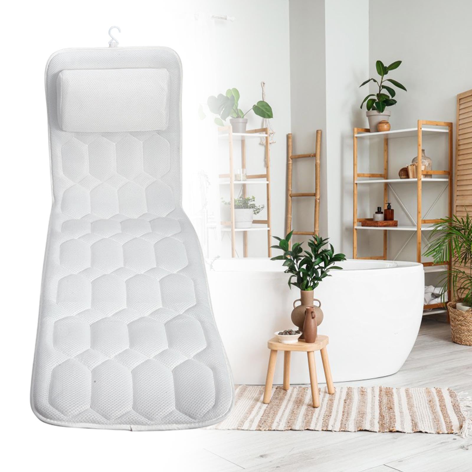 Almohada de Bañera con Soporte para La Espalda, Accesorio Portátil para SPA con Ventosas, Almohadilla de Baño, Reposacabezas, Almohada para Remojar La