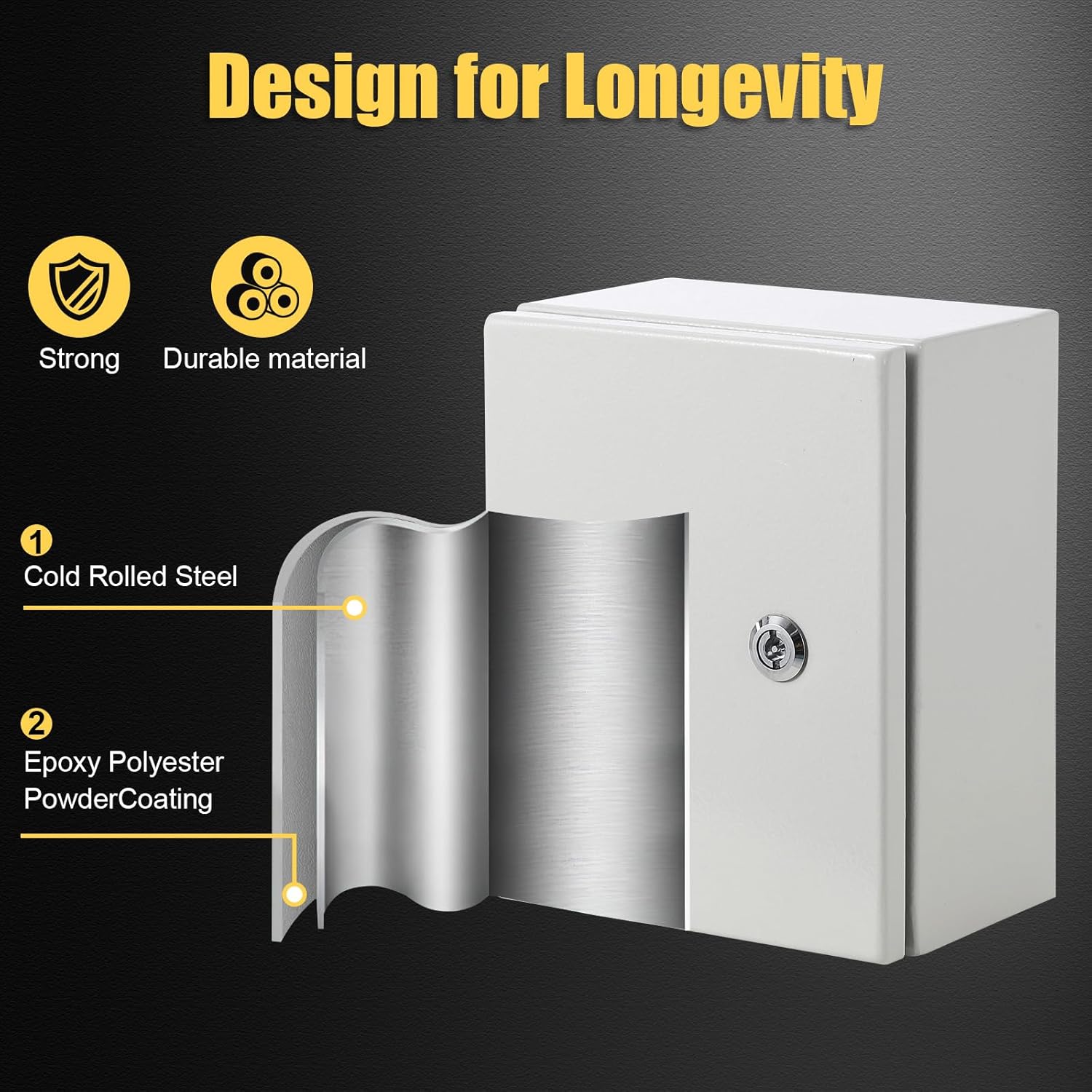 Project Boxes for Electronics, Outdoor Waterproof Electrical Box with Lock & Mounting Plate, Electrical Enclosure Protection Boxes for Power Project, Breakers, Power Distribution Block