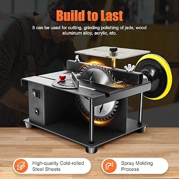 200W Mini Electric Table Saw, Multifunctional Desktop Mini Metal Wood Cutting Machine with Angle & Speed Adjustable, Portable Bench Saw Power Tool for DIY Woodworking