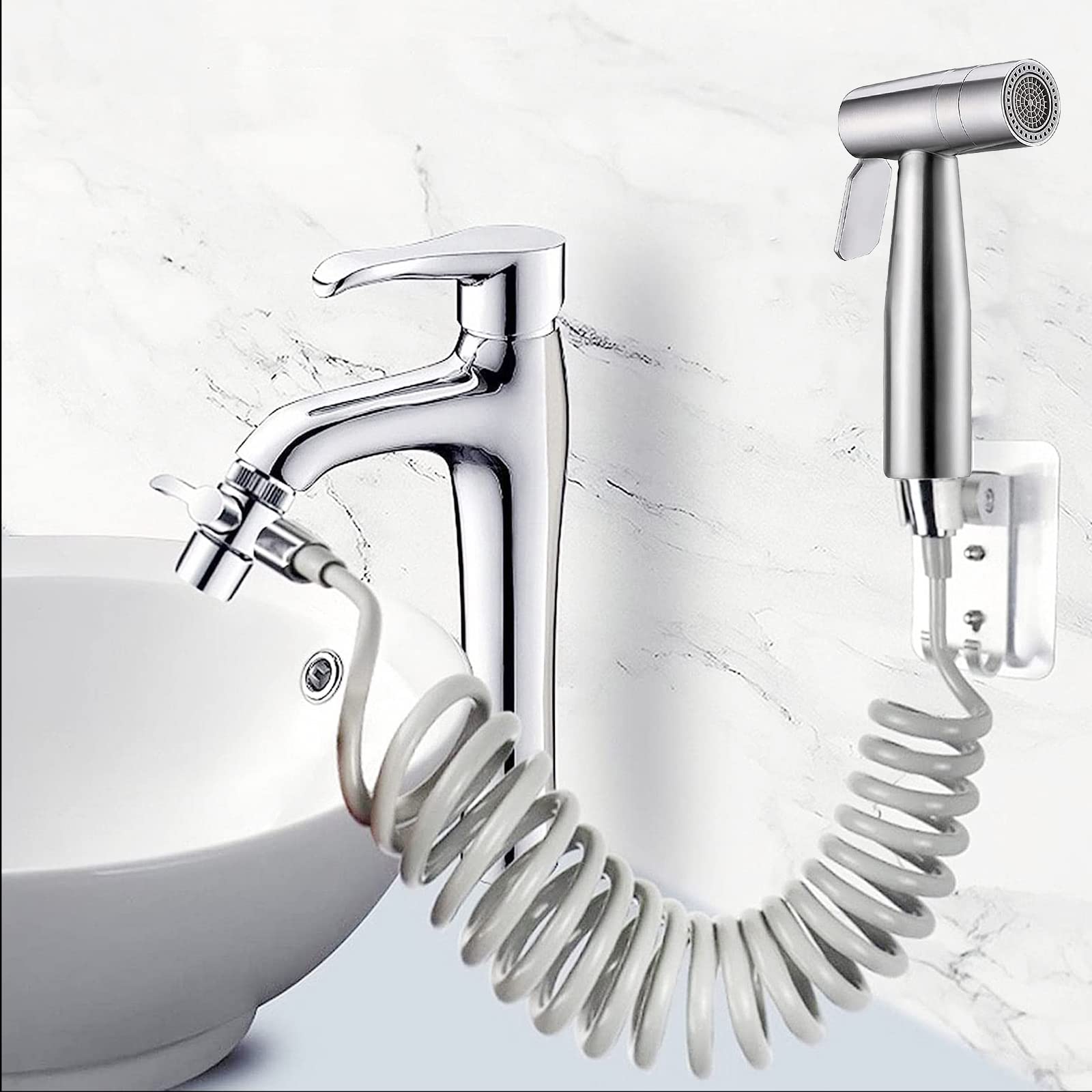 Bidet Portatile Kit Doccetta -Spruzzatore bidet per WC con doppia modalità,Bidet Acciaio Inossidabile Doccetta per Bidet Tubo Doccia 3,1m e Supporto Doccetta