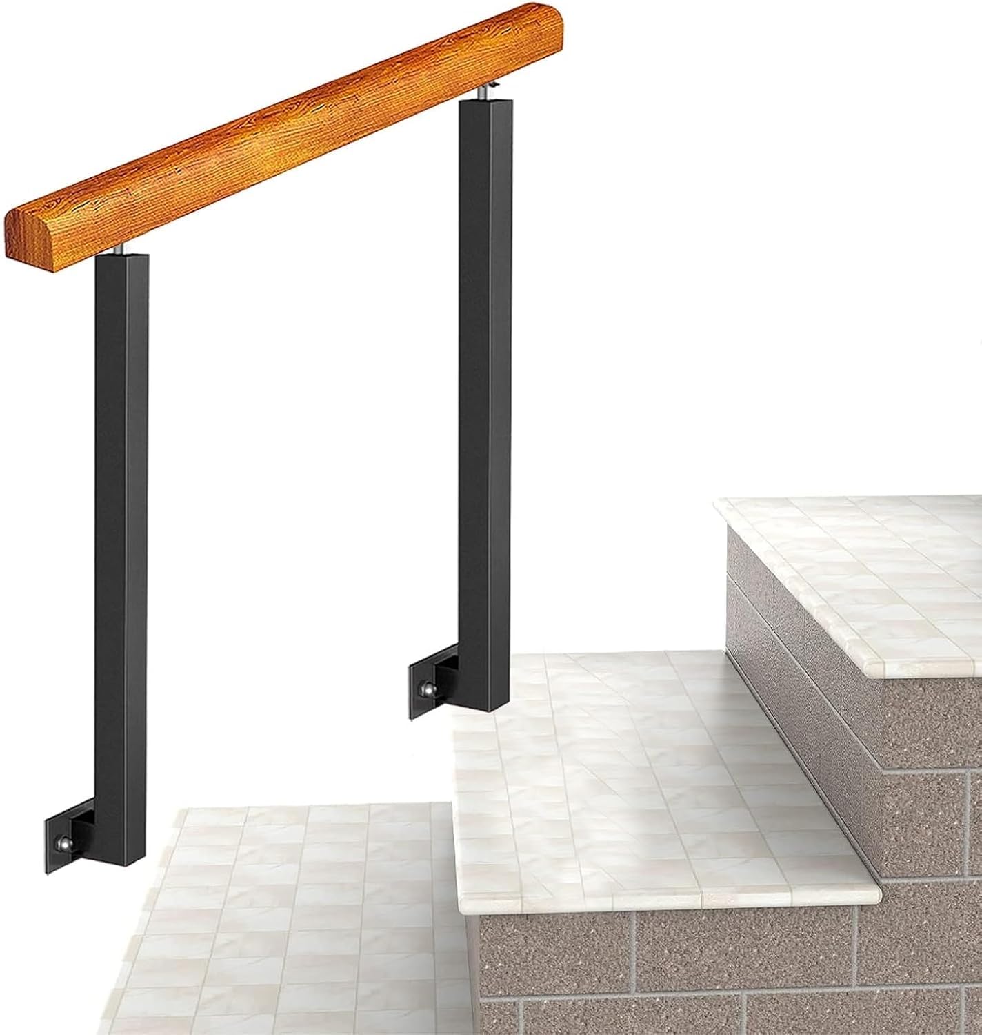 Rampe d'escalier extérieure pour 1 à 3 marches barre d'appui de porche réglable hauteur 85cm