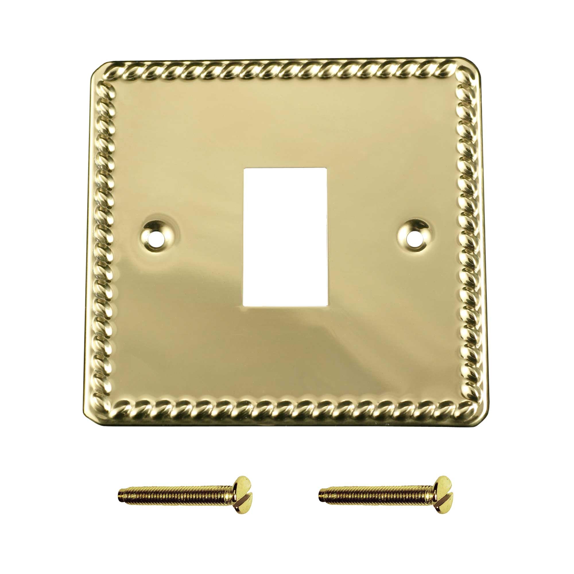 Elektek Single Georgian Brass Coverplate Brass Georgian Rope Single Light Switch Polished Metal Cover Plate Conversion - No Wiring Or Switch Removal Necessary