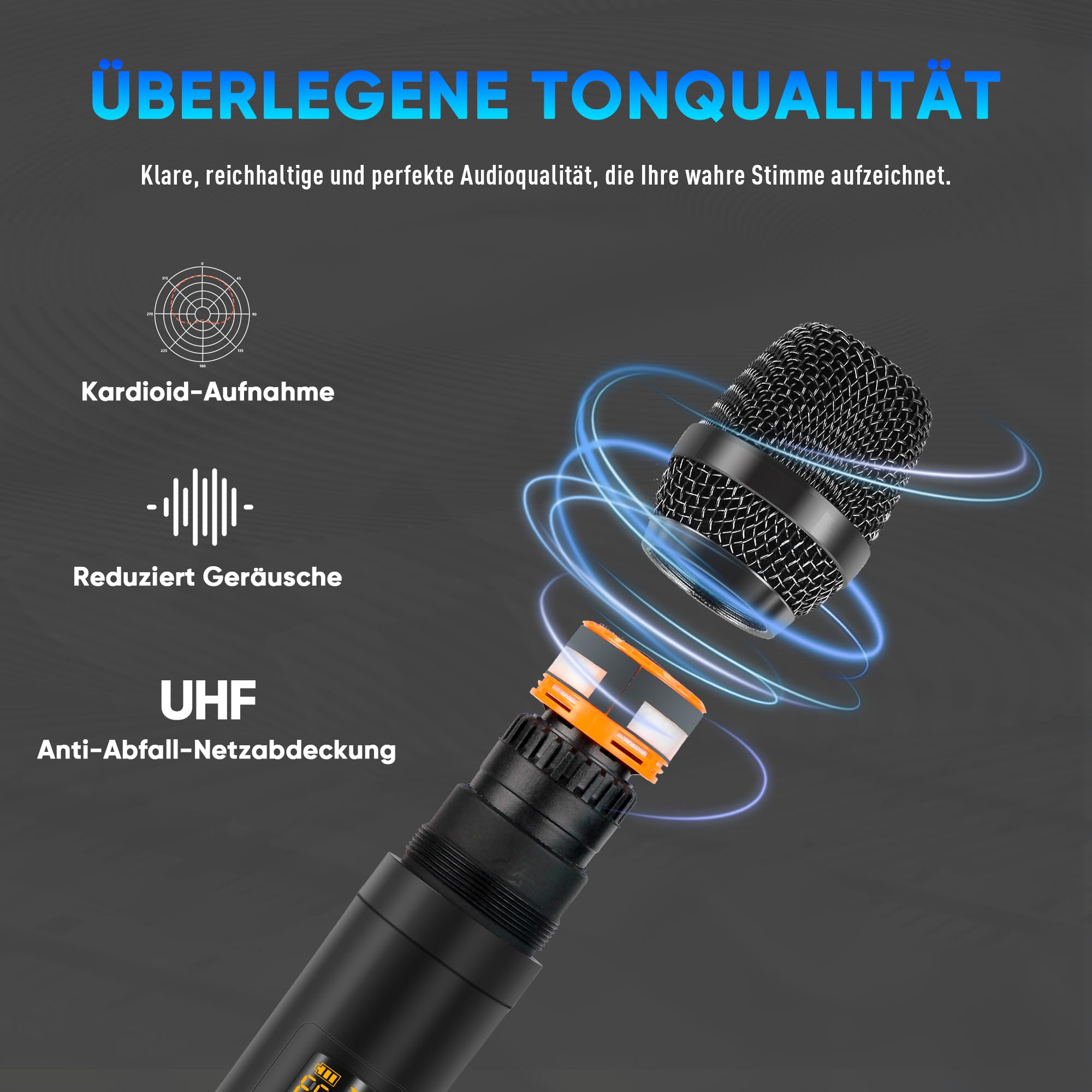 Table de mixage karaoké avec 2 microphones sans fil, table de mixage audio 4 canaux DJ, console de son, microphone sans fil, avec Bluetooth, port USB, alimentation fantôme 48 V pour