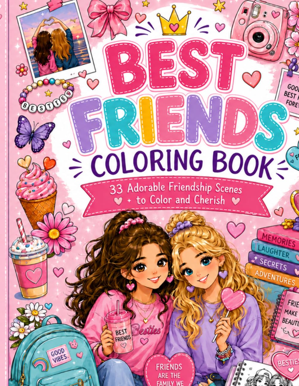 Best friend's colouring book: Cute Bestie Moments for Relaxing Coloring Fun