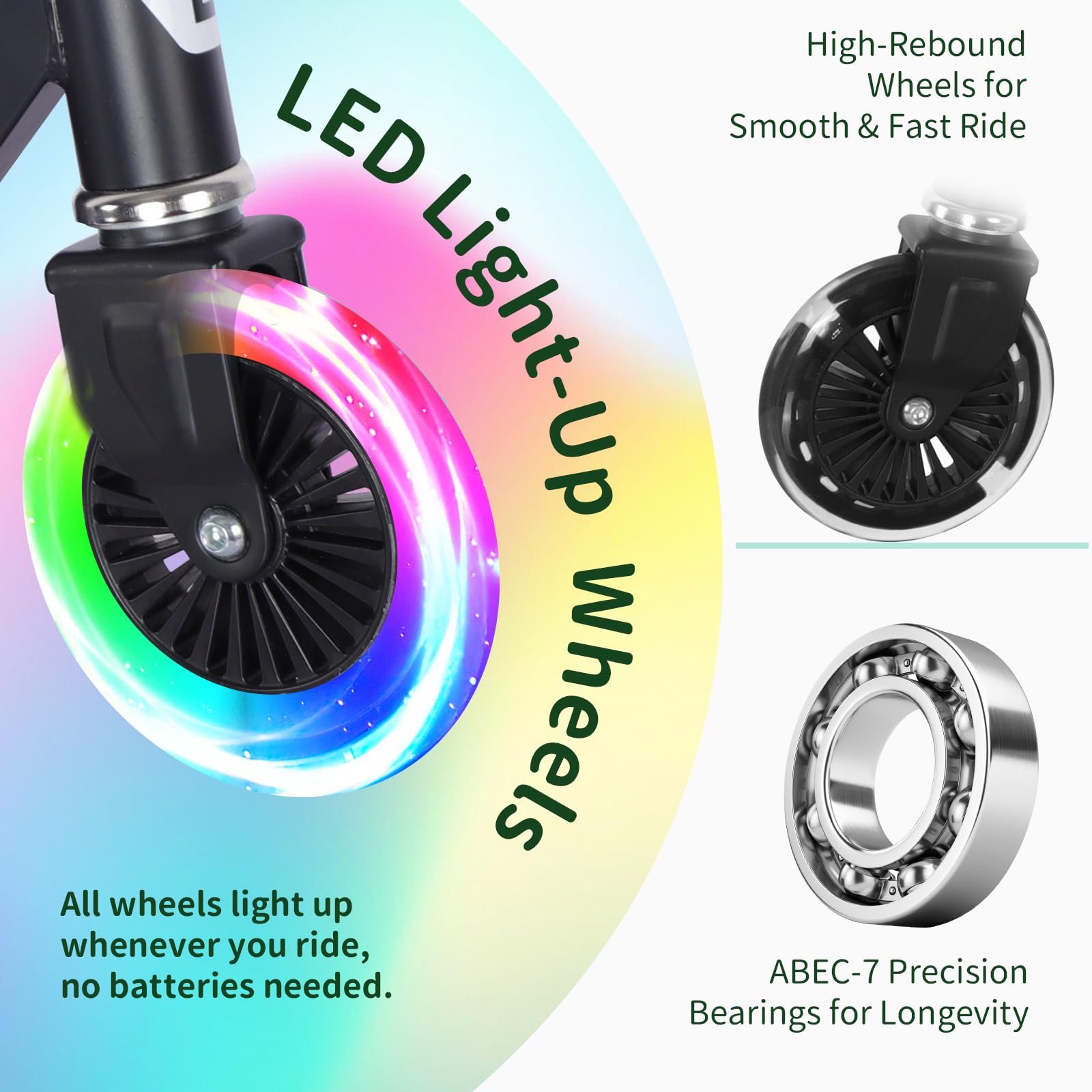 BELEEV V2 Patinete Infantil 2 Ruedas | 3 Alturas Ajustables | Luces LED En Ruedas Y Plataforma