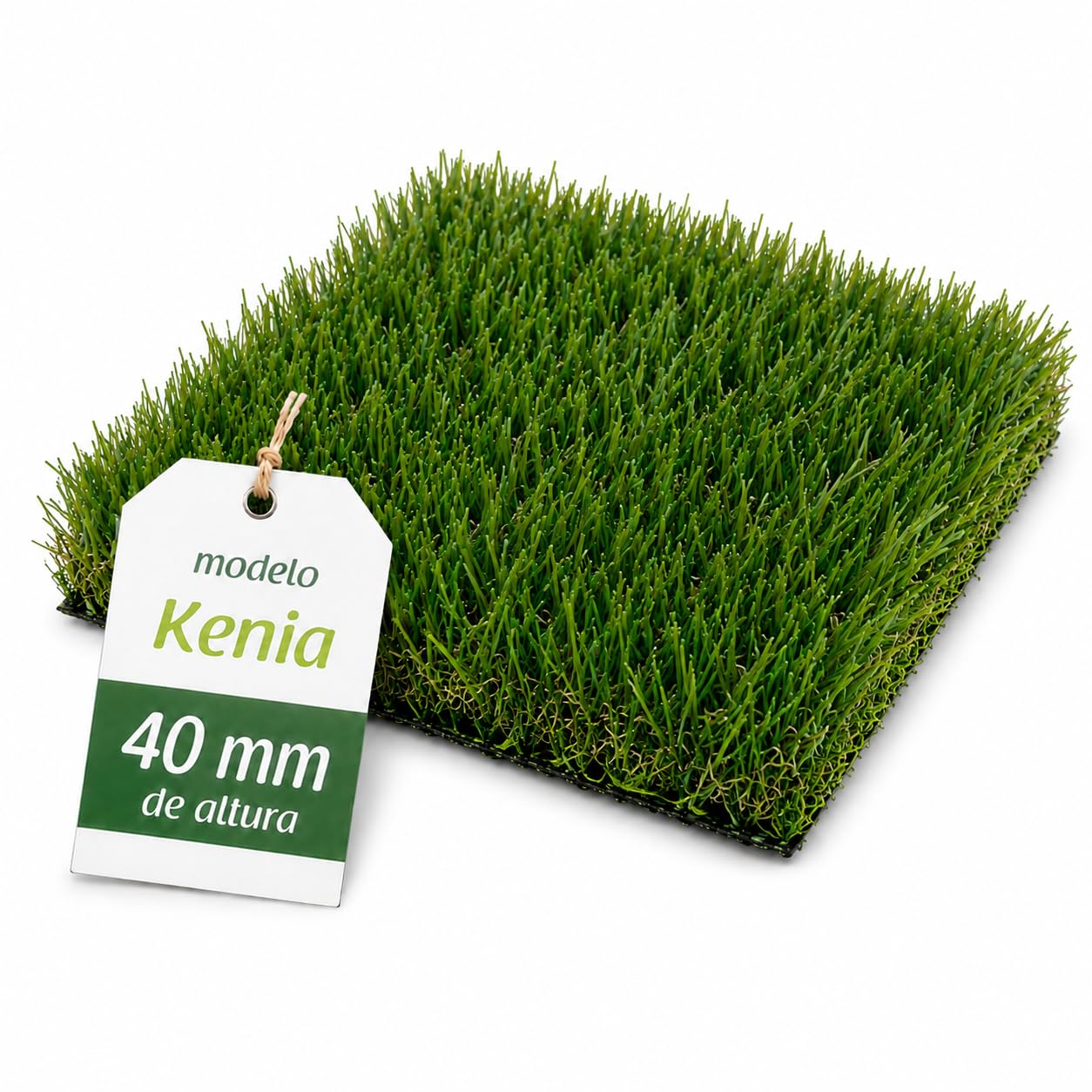 Césped Artificial KENIA 40 mm - Realismo, Durabilidad y Confort para Jardines y Terrazas - 14.700 DTEX - Drenaje de 800 l/h/m² - Rollo 2x5 Metros