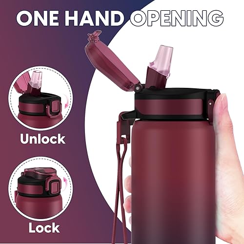 Miniatura 3 de Botella de agua de acero inoxidable con pajilla, botella de agua aislada de 24 onzas con correa extraíble, botella de agua de metal a prueba de