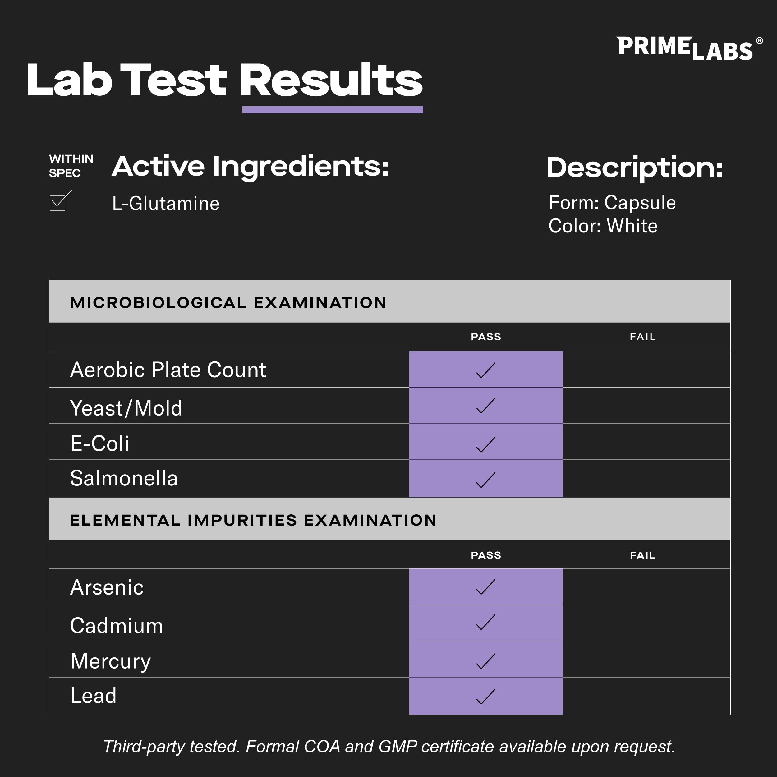 Prime Labs L-Glutamine Capsules 600 Mg for Men & Women — Amazon image 3