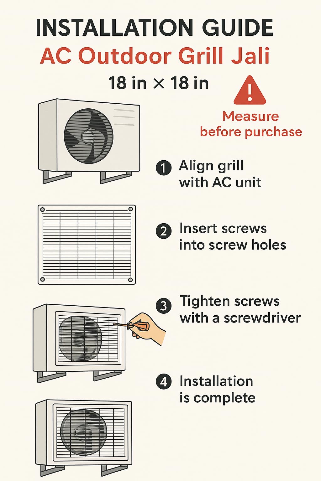 RR Traders A/C Outdoor Grill Jali Plastic for 2 TON Size (20x21 INCH), Off-White - Image 3 thumbnail