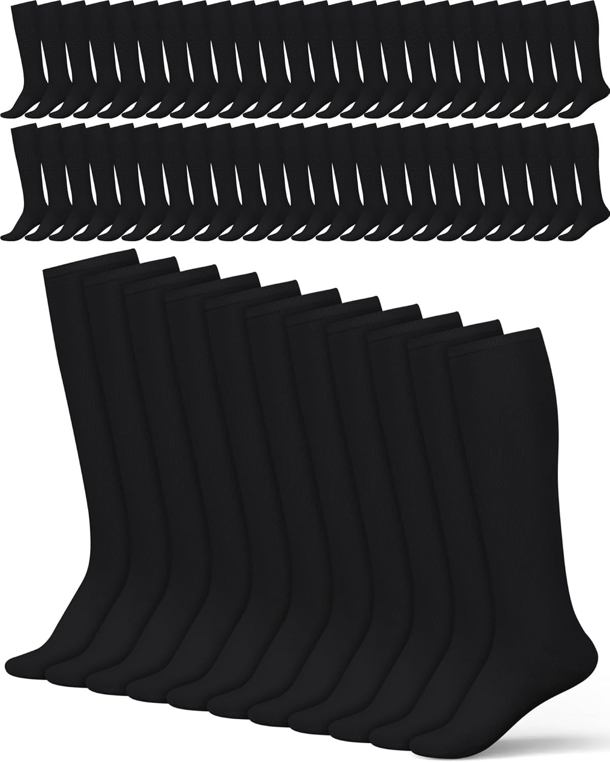 Shihanee 50 Pairs Men Knee Highs over The Calf Long Field Hockey Socks Size 10-13 Tube for Adult Sports Football Soccer