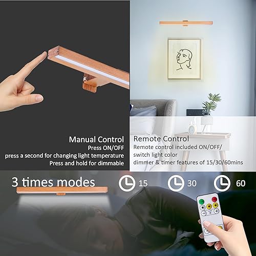 Miniatura 4 de Luz de imagen remota de 16 pulgadas con regulable y temporizador, luz de imagen recargable para pinturas, lámpara de pantalla de diana de batería