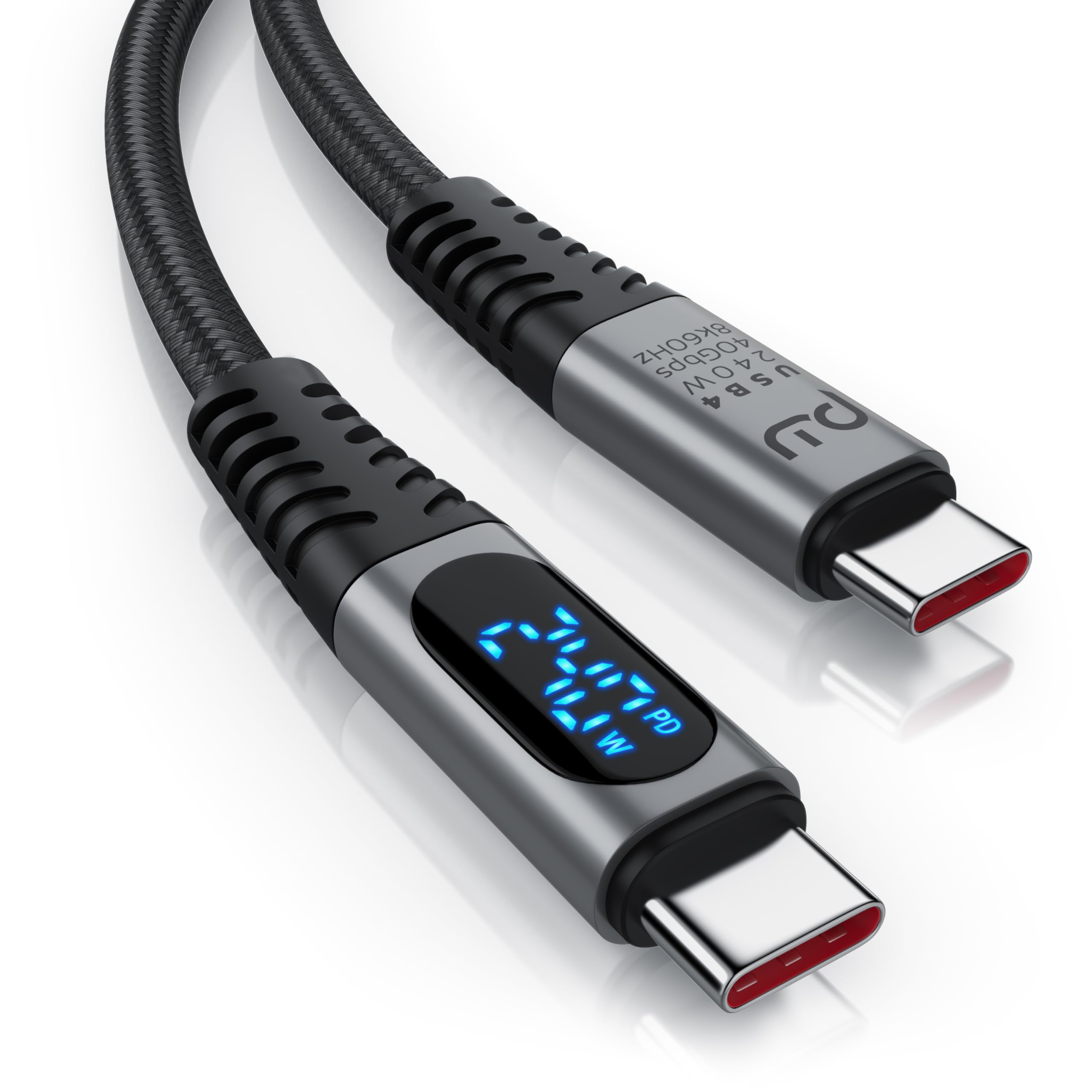 CSL - 1,5m USB 4 Kabel - Typ C Gen 3x2- mit Display - 240 Watt – 40 Gbit/s Datenkabel Ladekabel - 8k 60Hz – 4k 120 Hz - 3-fach Schirmung – Nylon-Ummantelung - kompatibel mit iPhone iPad Samsung Google