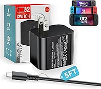 Vista 1 de 60w Charger for Nintendo Switch 2 Charger 20V 3A Power AC Adapter Fast Charging with 5FT USB C Cord Cable for Switch, Lite, OLED, Steam Deck