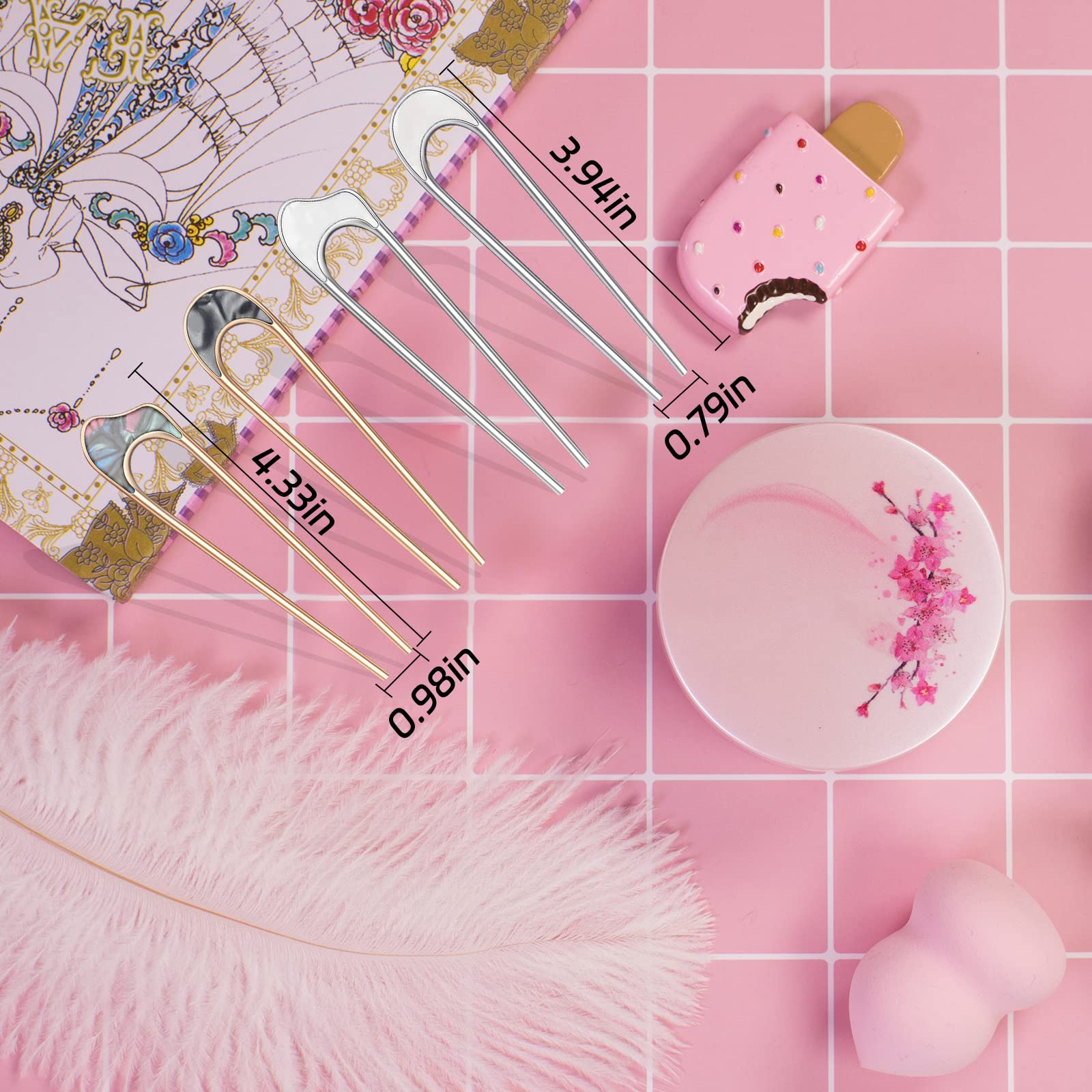 1/4/6 PCS U-vormige Haar Stok Haar Vork Kapsel Ger Haarspeld Geometrische Vrouwen Meisjes Haaraccessoires Accessoires Hoofddeksels