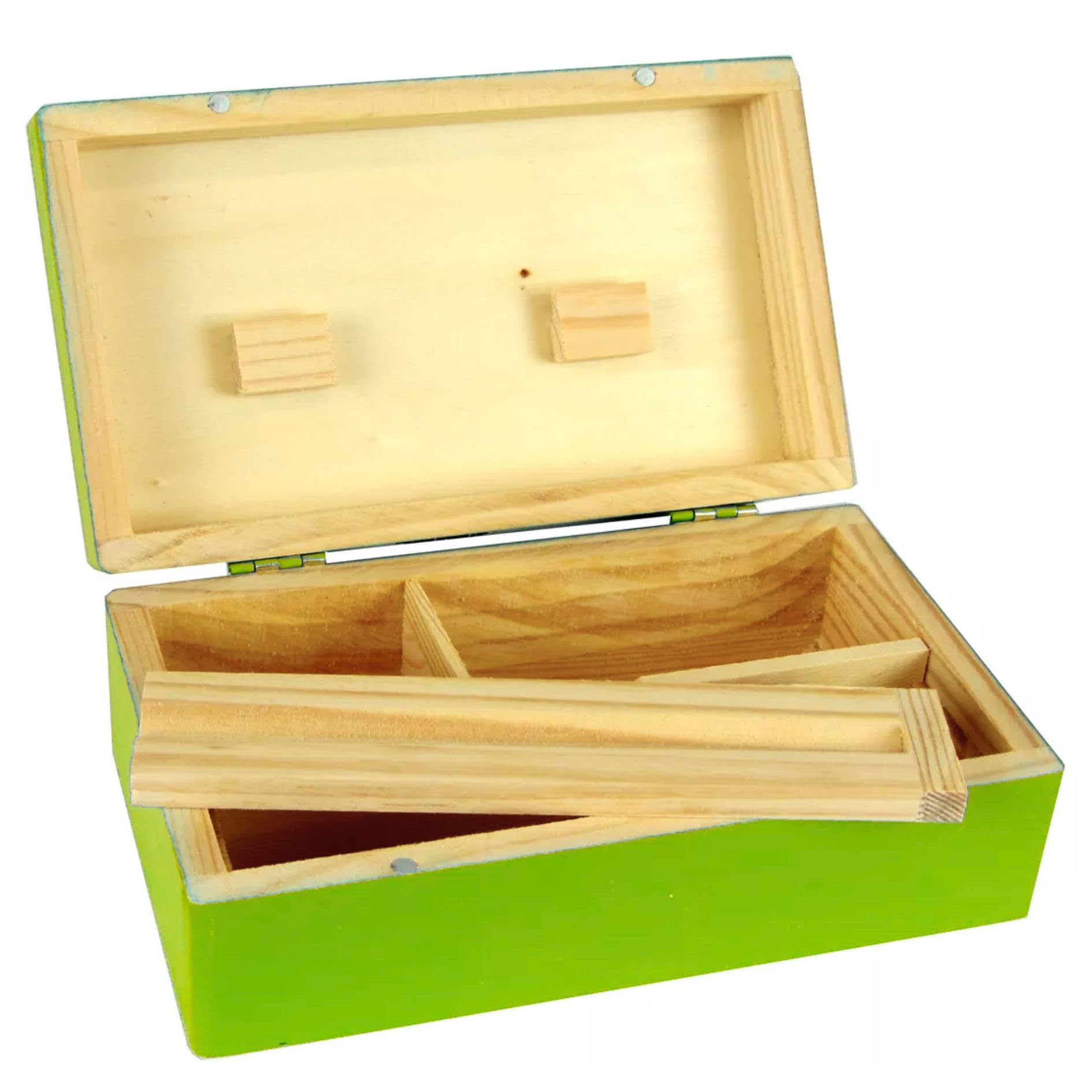 Ember Edge Green Premium Wooden Rolling Box For King Size Papers – Handcrafted Tobacco Rolling Gift Box With Storage Compartments Gift For Smokers Christmas Fathers Day Frinds (Green)