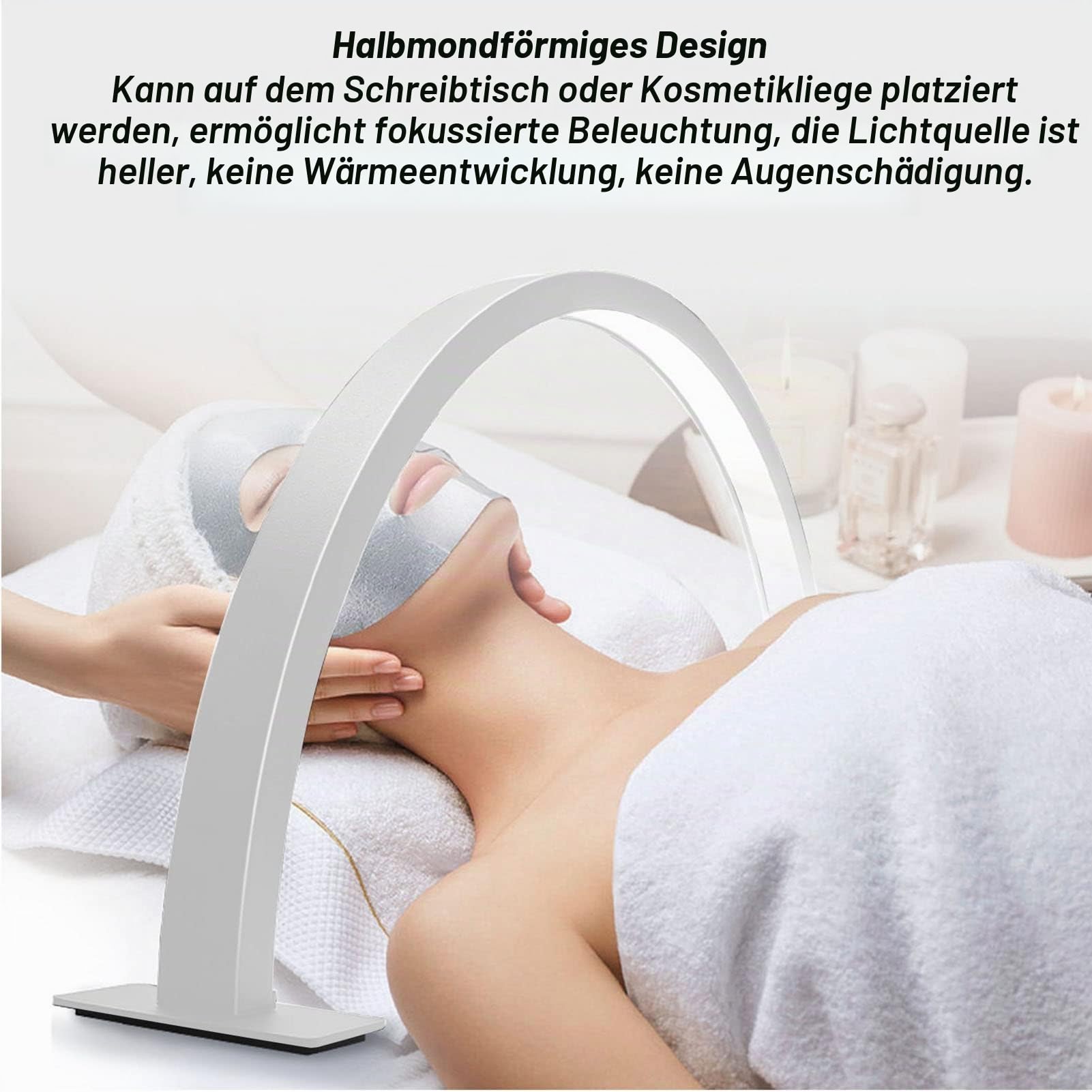 Fabater LED-Tischlampe für Nail Art, 25W Halbmond-LED-Wimpernlicht, Nagel-Schreibtischlampe, 3000K-6000K Lash Tech-Lichter, 3 Lichtmodi, Manikürelampe für Schönheit, Hautpflege, Wimpern (EU-Stecker)