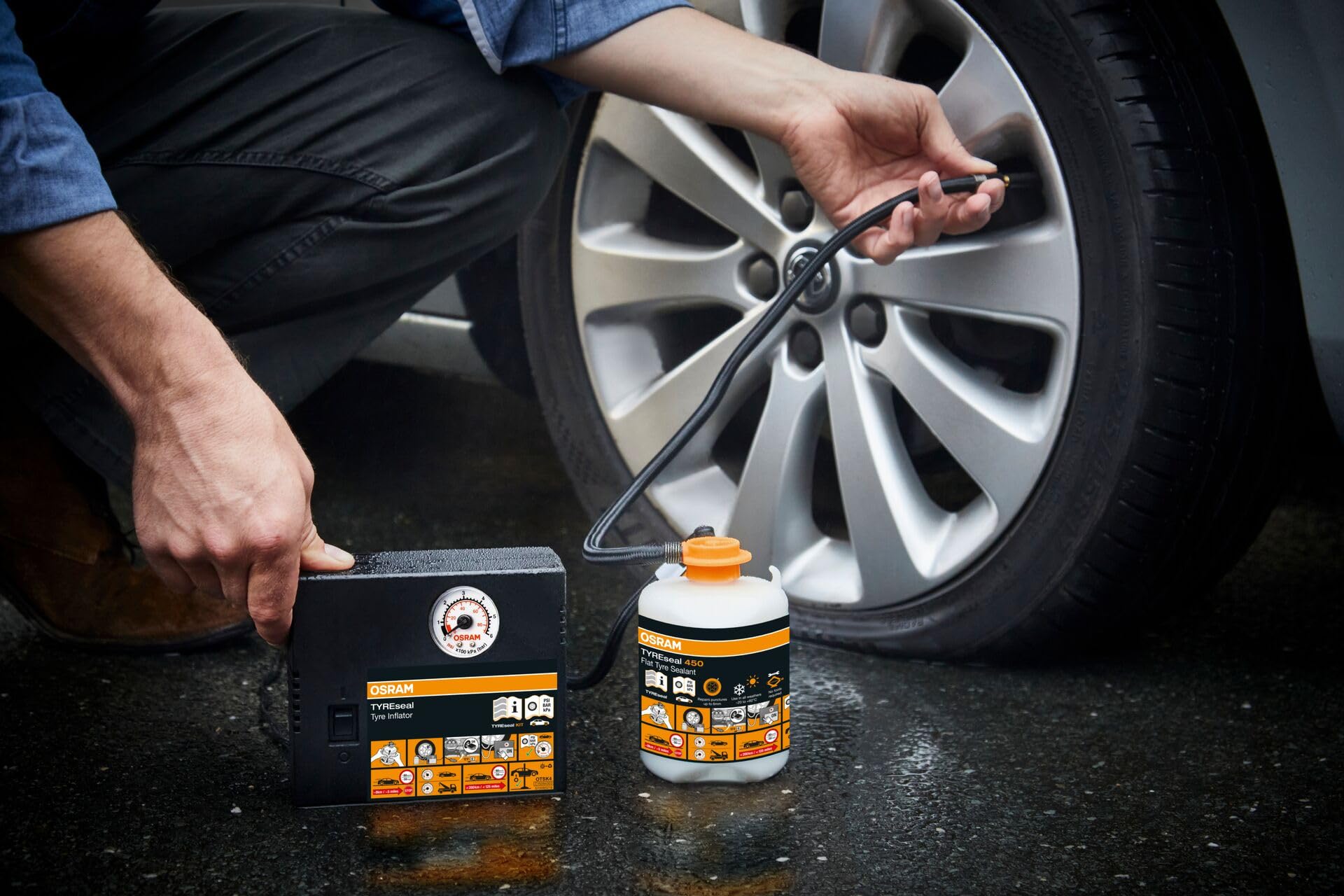OSRAM TYREseal Kit 450 ml Kit Riparazione Pneumatici Compressore Analogico