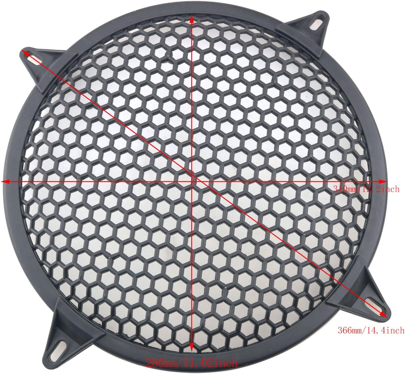 2pcs 12 Inch Speaker Grille Cover ABS Mesh with Mounting Screws Plastic Mesh Cover Stage Box Exterior Mesh Cover Plastic Legged Mesh Frame Sound Speakers for Home Audio Black
