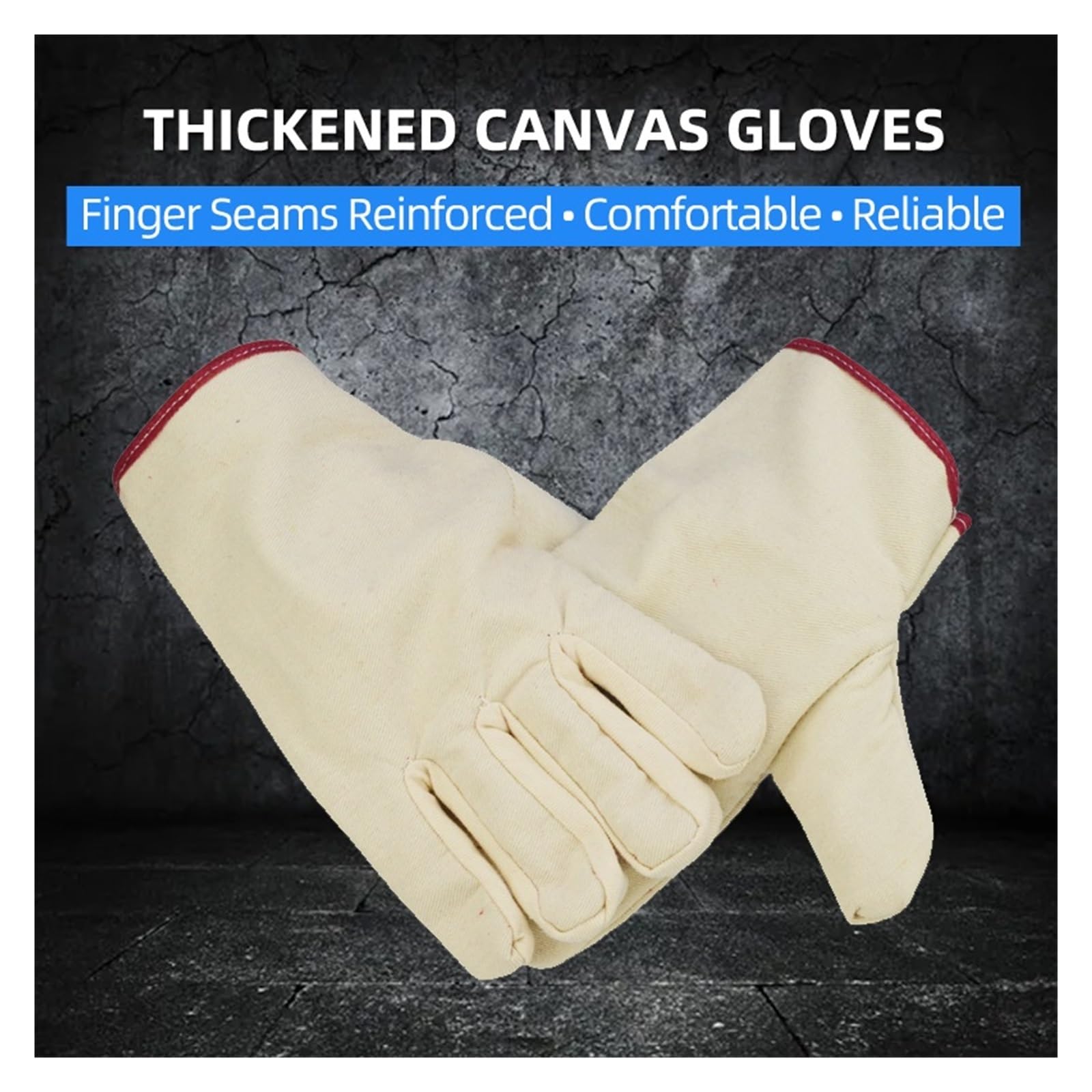 Guantes de Soldadura 10 Pares de Guantes de Trabajo de Seguridad for Soldadura de Lona con Forro Grueso, Resistentes al Desgaste y Antideslizantes, for manipulación de construcción Industrial