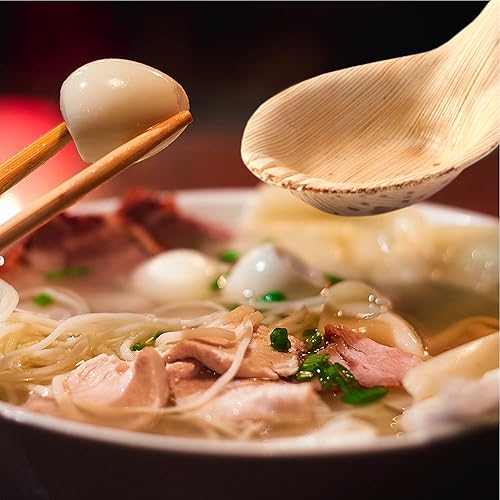 Miniatura 7 de BambooMN Cucharas de sopa china de hoja de bambú de 5.1 pulgadas, totalmente naturales desechables compostables para catering y uso doméstico, 300