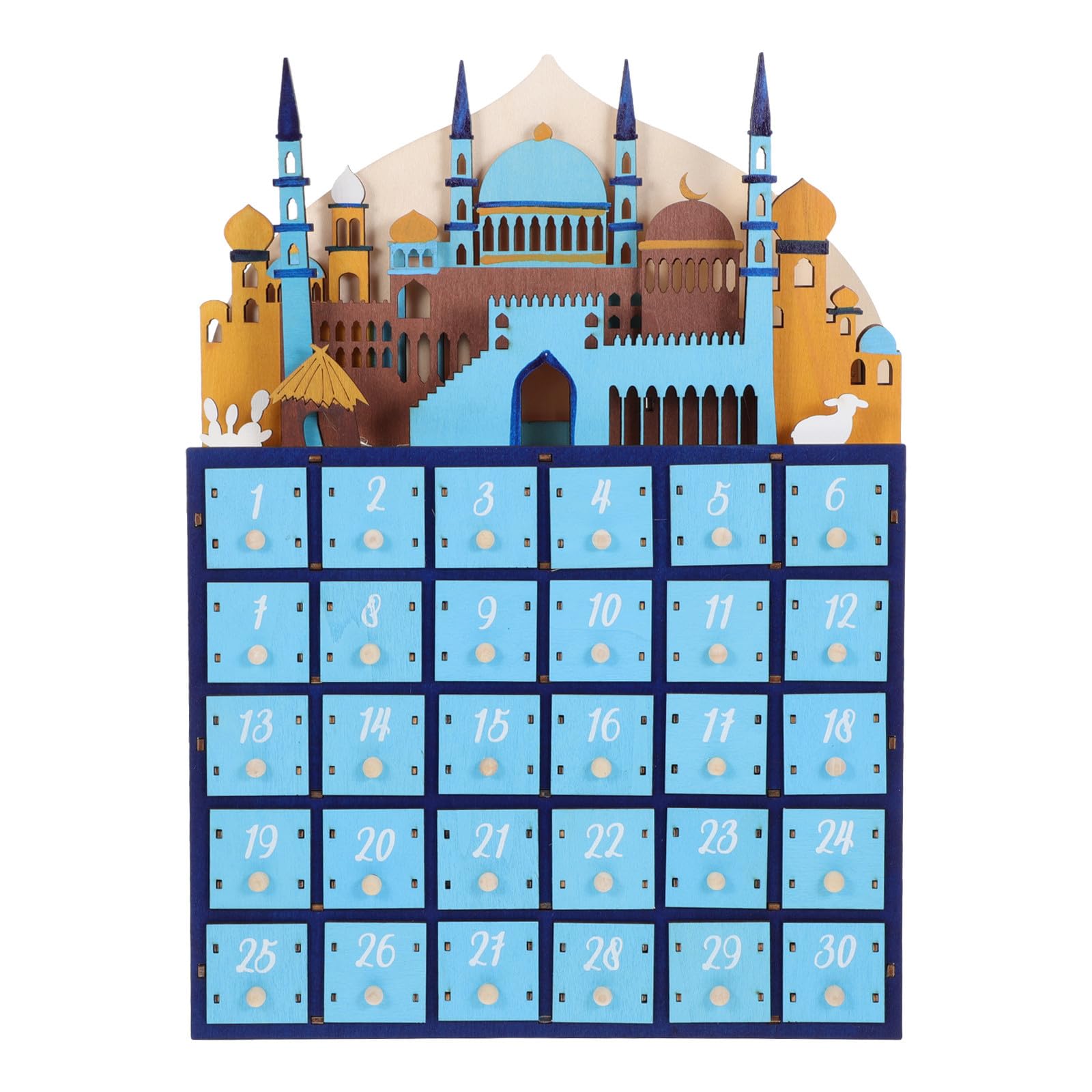 Alasum Adventskalender Dekoration 30 mit Ramadan LED Beleuchtung Tage Kalender Countdown Vielseitige in Blau für Wohnzimmer und Schlafzimmer