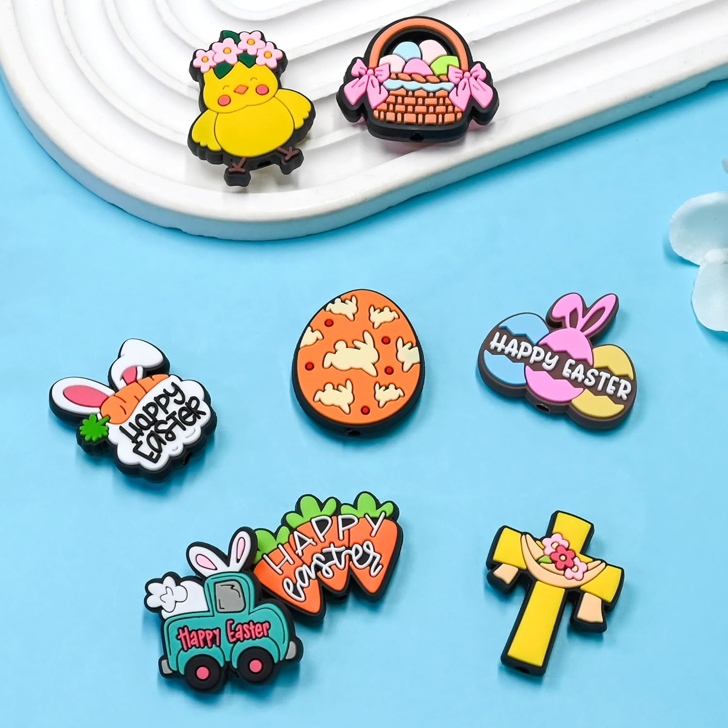 Easter Focal Beads Bulk 50PCS Different Silicone Bunny Focal Beads for Pens/Necklace/Keychains/Bracelets Easter Day Gifts - Image 5