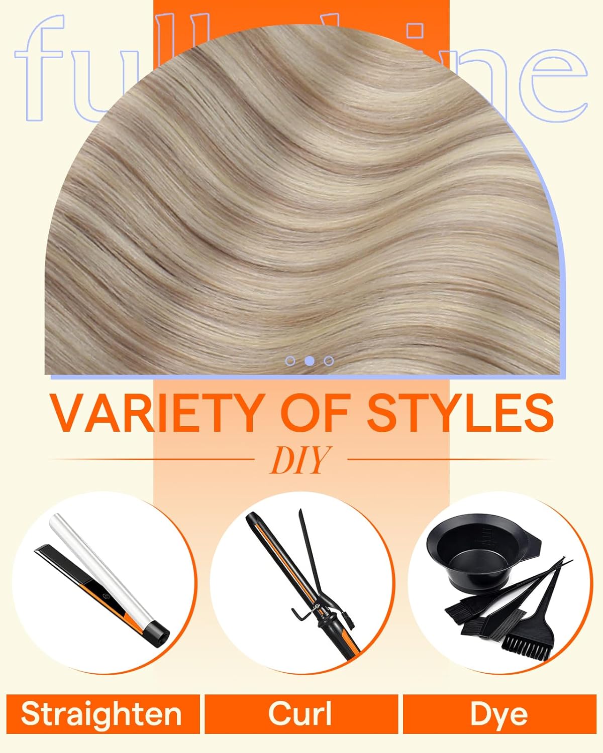 Full Shine Invisi Edge Seamless Hair Extensions Clip in Ash Blonde Highlighted Golden Blonde, Inject Human Hair Natural Look 16 Inch 120g 6Pcs