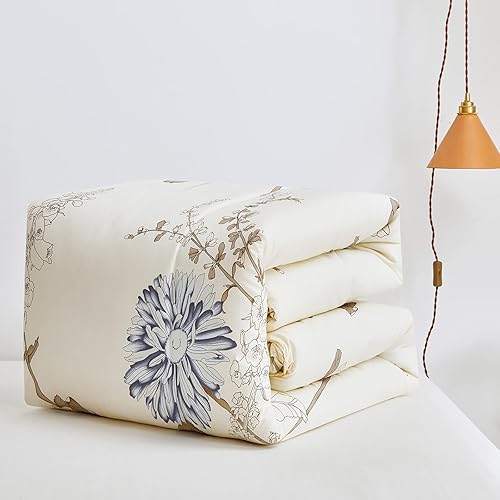 Miniatura 6 de Joyreap Juego de edredón floral de 3 piezas, diseño botánico de flores elegantes sobre caqui claro, juego de edredón de microfibra suave para todas