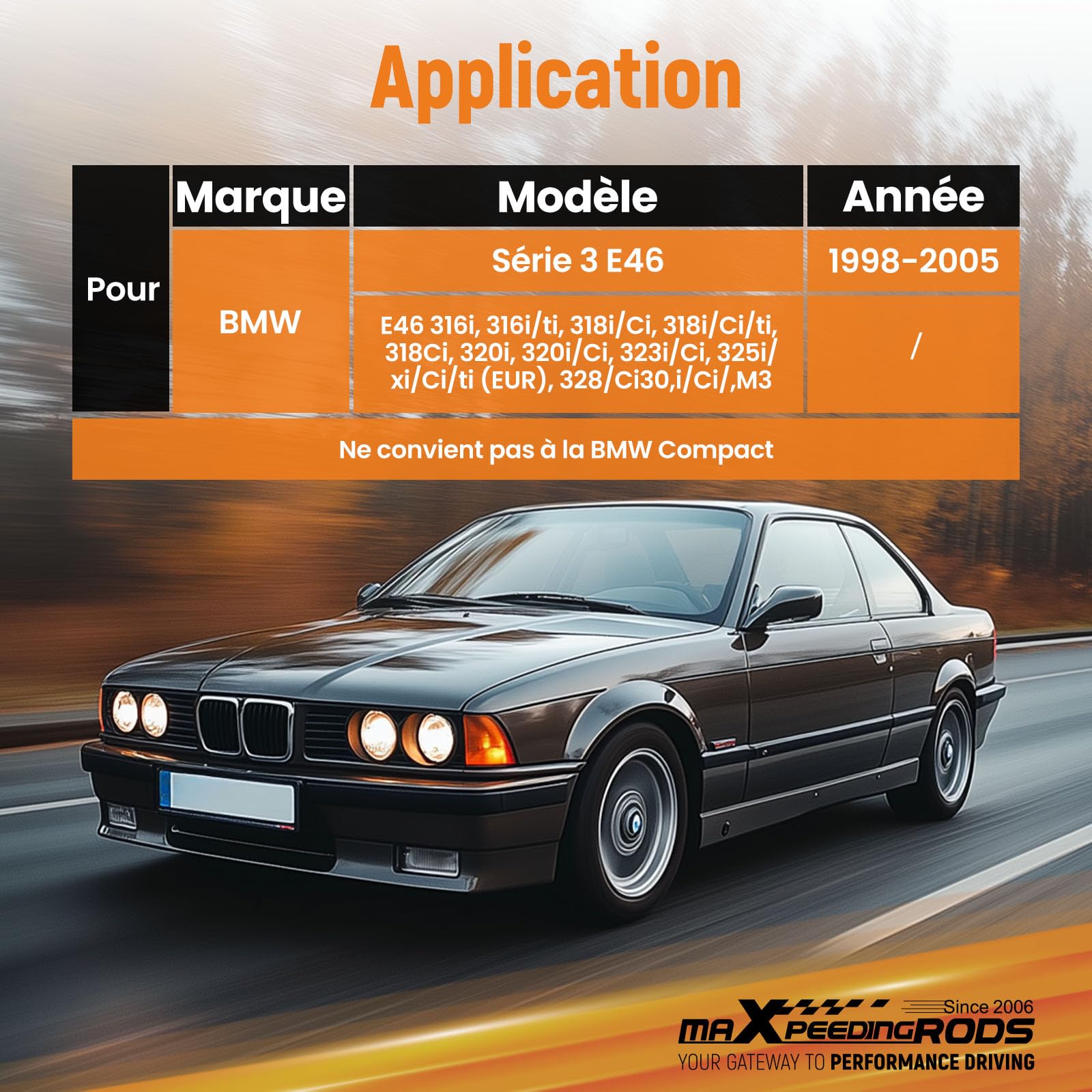 maXpeedingrods Łożyska amortyzatora teleskopowego do BMW E46 M3 Camber Plate czerwone