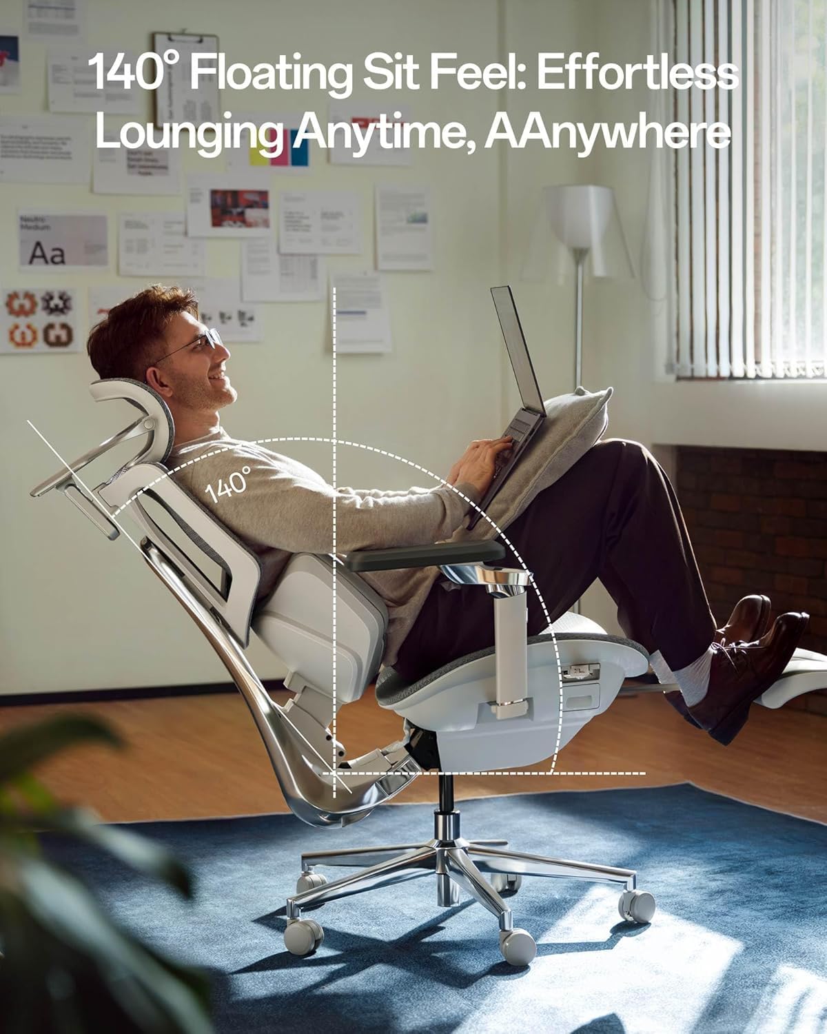 Krzesło ergonomiczne Hbada X7 do biura, z inteligentnym, w pełni automatycznym podparciem lędźwiowym, regulowanym zagłówkiem 4D i podłokietnikami regulowanymi w zakresie 720°