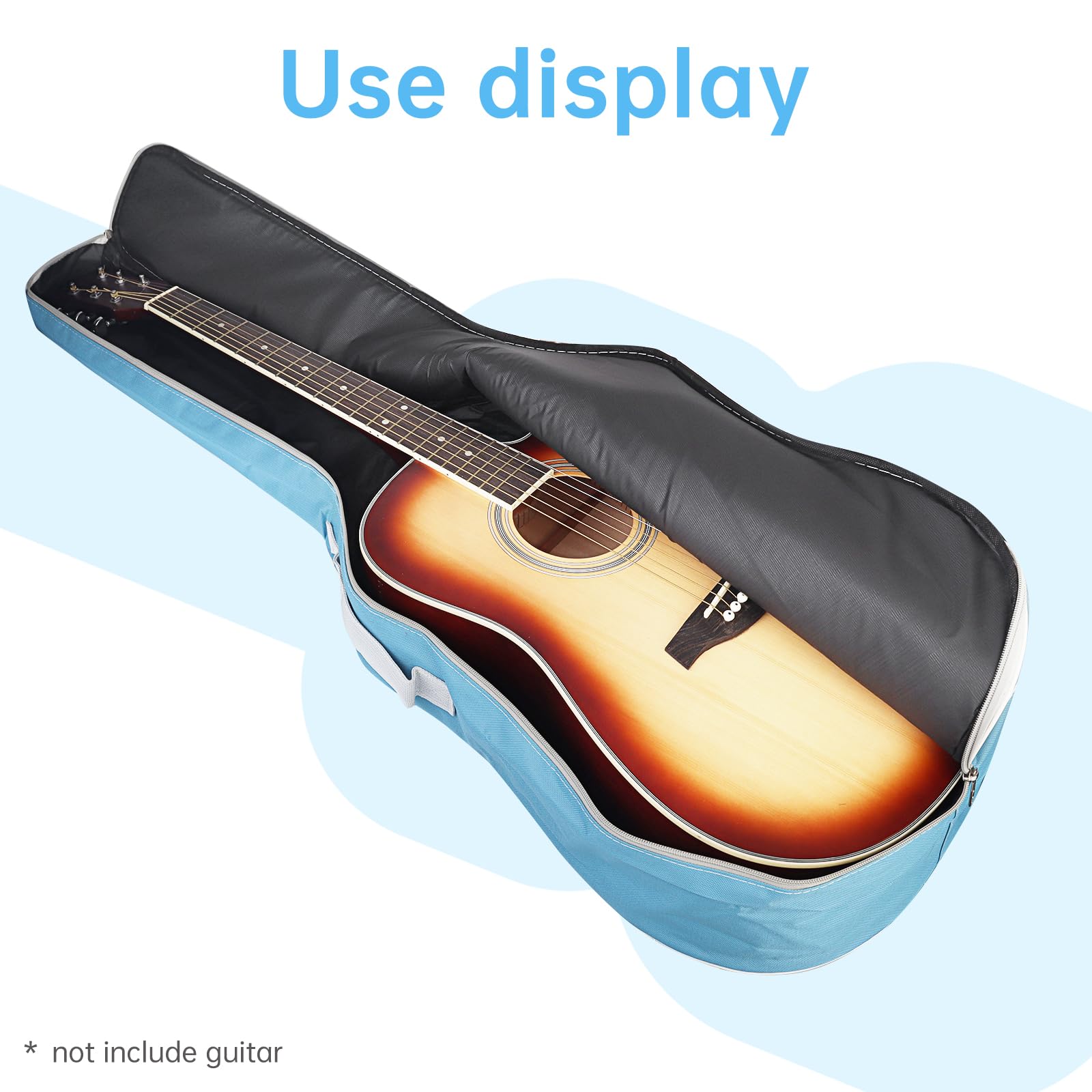 Housse de guitare acoustique de 101,6 cm, 104,3 cm, double bandoulière réglable, imperméable, souple, rembourrée, sac à dos de grande capacité pour amateur de guitare acoustique classique, bleu, bleu