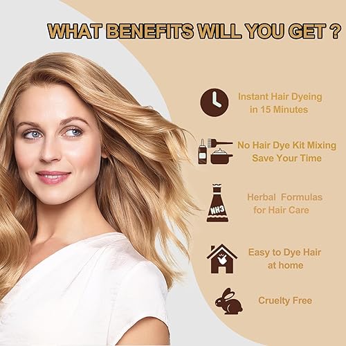 Miniatura 2 de Champú instantáneo de color castaño rubio, champú de tinte de cabello castaño dorado 3 en 1 para mujeres y hombres, champú de cabello castaño de