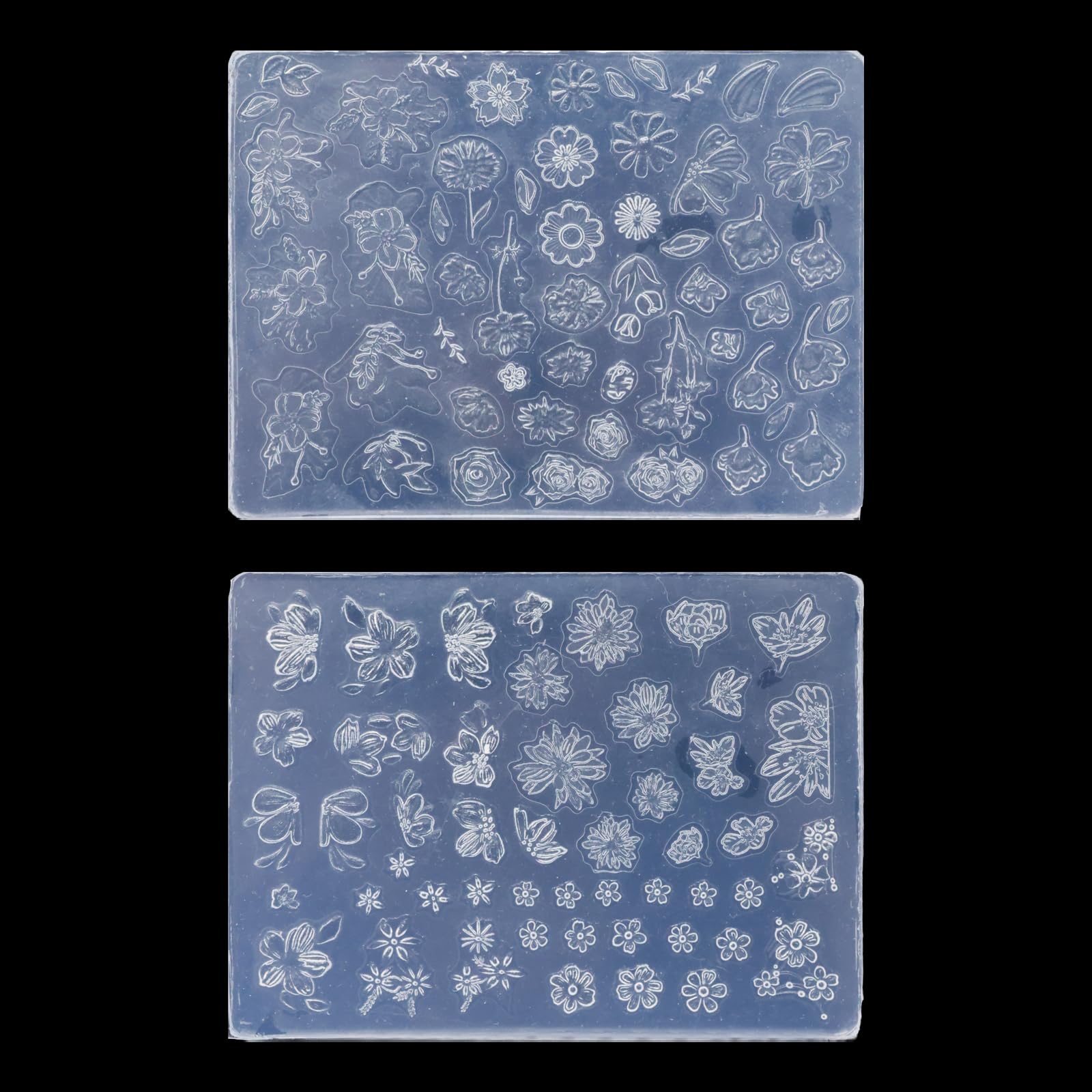yueton 2 Pack Nail Art Silicone Molds Flower Nail Decoration Mold Embossed Nail Stencils Handmade Carving Nail Sticker Molds