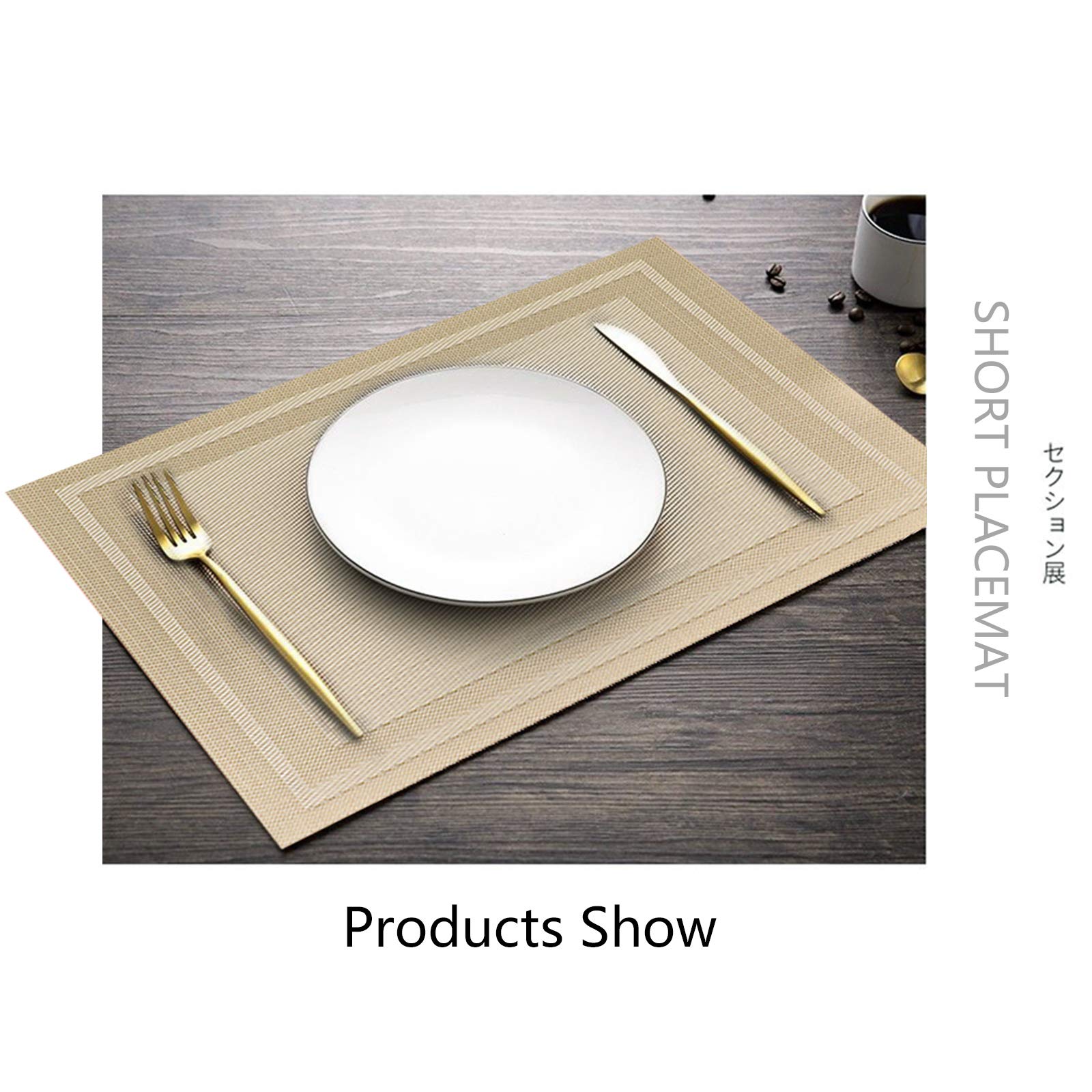 Placemats with Table Runner Set Place Mats, Woven Crossweave Vinyl Kitchen Tablemat - Image 4