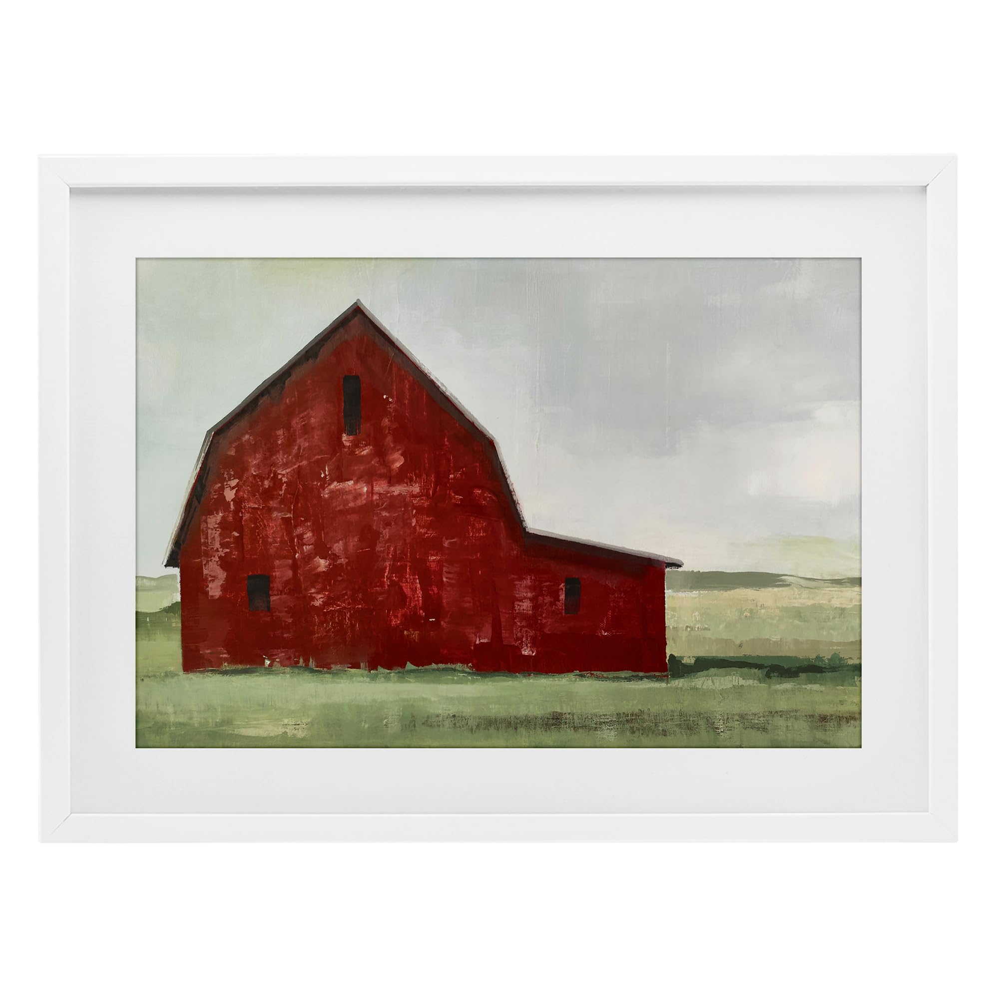 Affiche encadrée Red Weathered Barn sous verre pour mur vide et terne