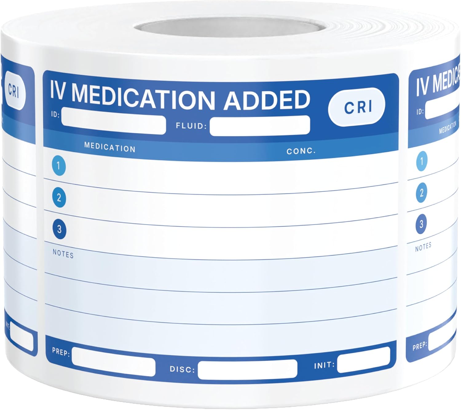 IV Medication Added Fluid Bag Labels for Veterinary & Hospital Use | CRI & IV Additive Fluid Bag Stickers with Drug, Concentration & Notes Fields | Roll of 500 (Blue)