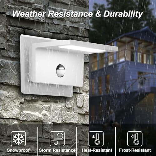 Miniatura 8 de Aplique de pared para exteriores con sensor de movimiento, luz LED blanca para exteriores, lámpara de pared IP54, impermeable, para porche, garaje,