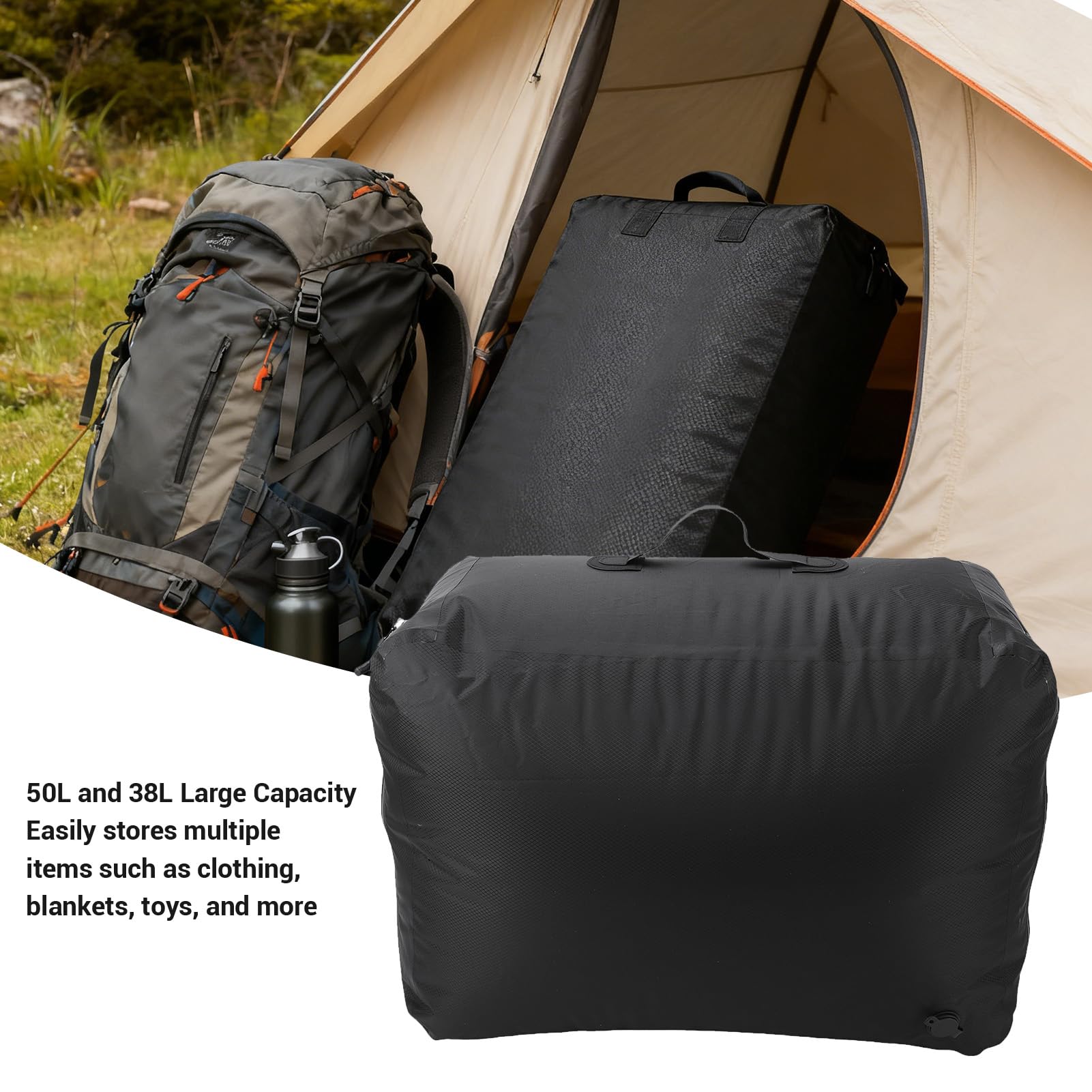 Sxhlseller Bolsas de Viaje Herméticas Al Vacío 50L 38L | Compresión Impermeable de TPU con Bomba para Maleta, Mochila, Equipaje, Prueba de Polvo, Gran Capacidad