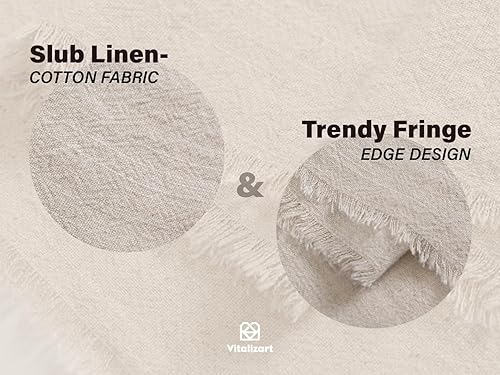 Miniatura 4 de Vitalizart Camino de mesa beige de 14 x 72 pulgadas de largo con textura de algodón y lino para decoración rústica del hogar, comedor, decoración de