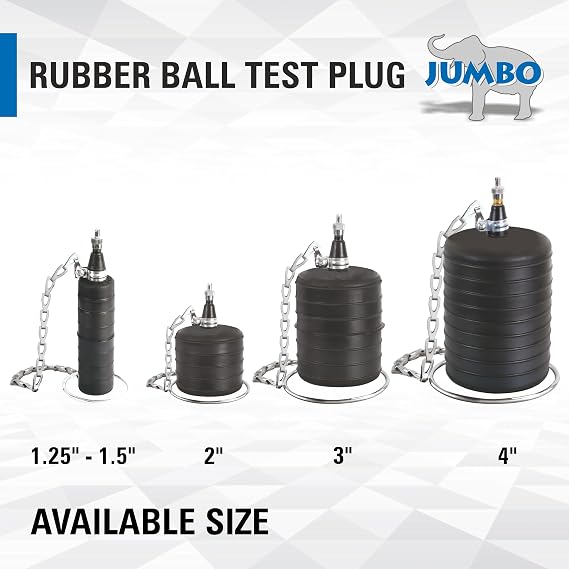 Jumbo Rubber Ball Inflatable Test Plug Size 1-1/4'' & 1-1/2''