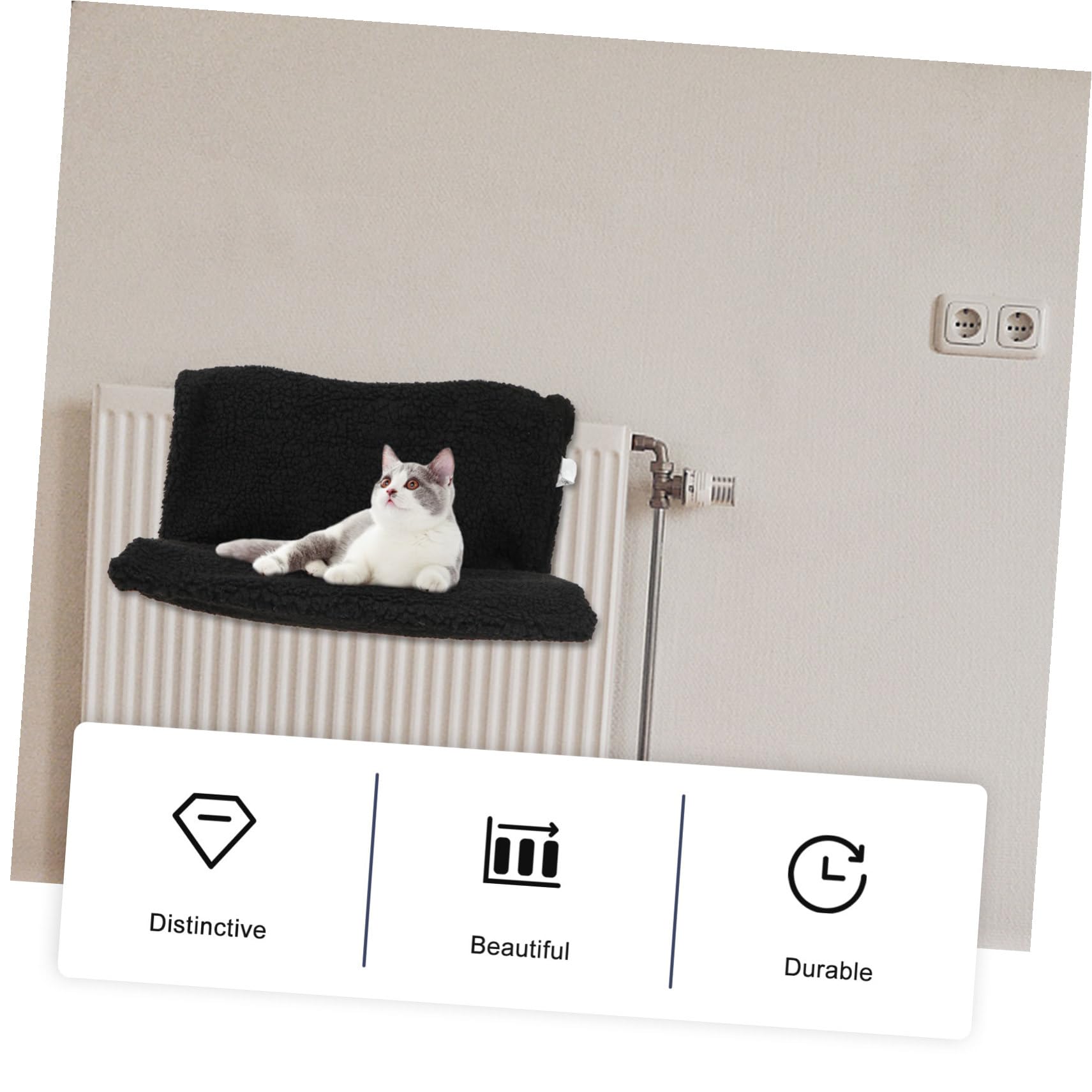 Schwarzes Fleece Katzen Haustierbett Mit Eisenrahmen Hängendes Heizkörperbett Platzsparend Abnehmbar Waschbar Haustierbett Für Katzen Und Kätzchen