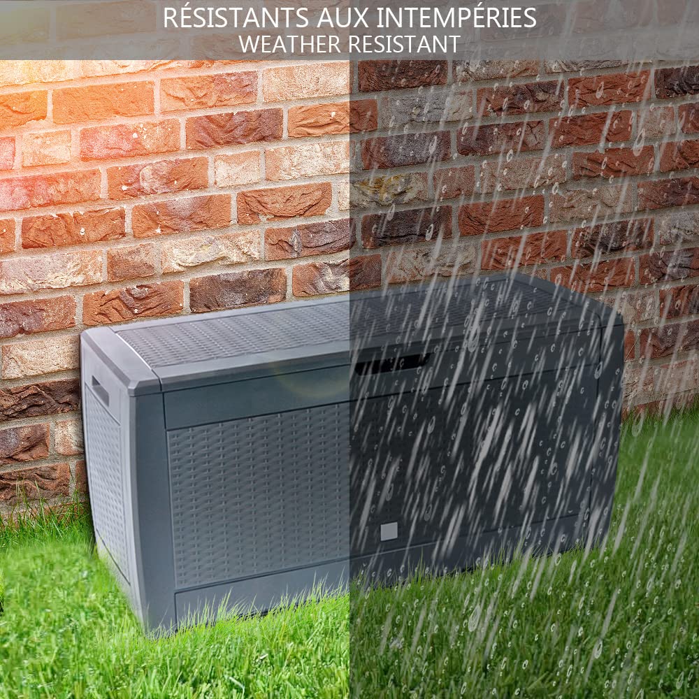 VOUNOT Gartenbox Aufbewahrung Wasserdicht 310 Liter, Aufbewahrungsbox Garten, Auflagenbox Groß, Kissenbox, Anthrazit