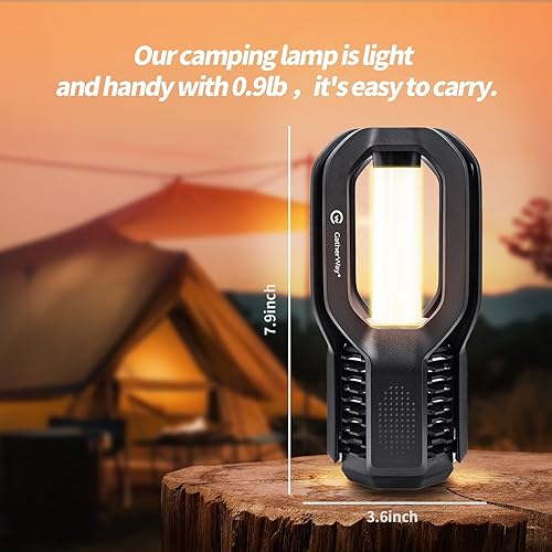 Miniatura 2 de Linterna LED recargable para campamento, diseño de agarre libre, 4 modos, impermeable IP65, brillo cálido de 3000 K, luz ligera y portátil para