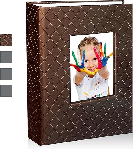 Miniatura 1 de Zoview Art Álbum de fotos pequeño portátil de 4 x 6 pulgadas, cada 28 páginas transparentes con capacidad para 56 imágenes, mini álbumes de piel