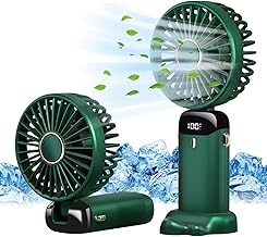 Jsdoin Hand Held Fan,Portable Handheld USB Rechargeable Fans with 5 Speeds,Battery Operated Mini Fan Foldable Desk Desktop…